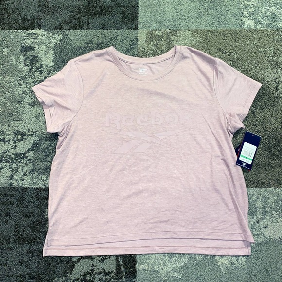Reebok Glow Vector Crop Tee Purple Short Sleeve Activewear Shirt NEW XL - Picture 1 of 4